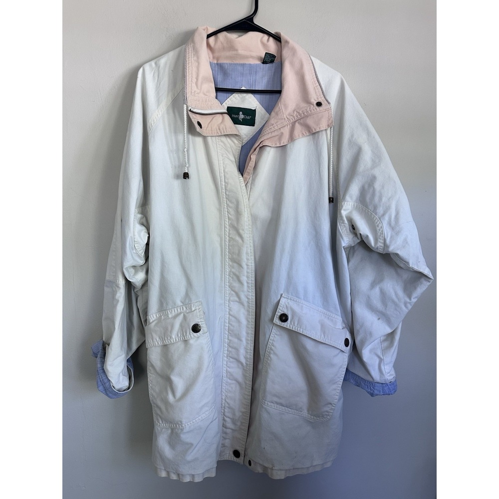Vintage Hunt Club Cream Windbreaker Anorak Jacket Martha Stewart Look LARGE